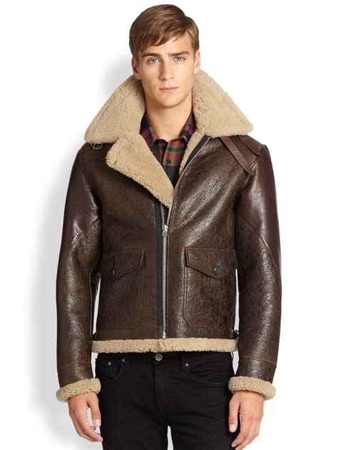 burberry shearling jacks|shearling aviator jacket men's.